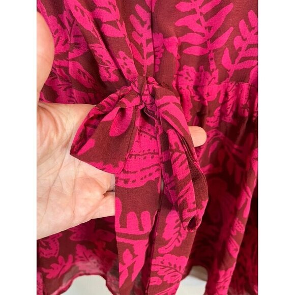 Torrid Floral Top 3X Pink Chic Chiffon Dolman Boho Western Retro Classic Sheer - Picture 6 of 14